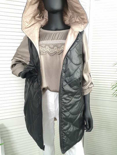 KAMIZELKA DWUSTRONNA CZARNO BEŻOWA 056