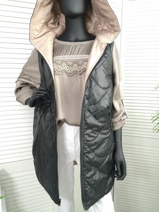 KAMIZELKA DWUSTRONNA CZARNO BEŻOWA 056