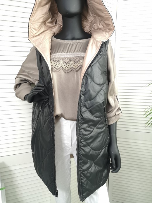 KAMIZELKA DWUSTRONNA CZARNO BEŻOWA 056