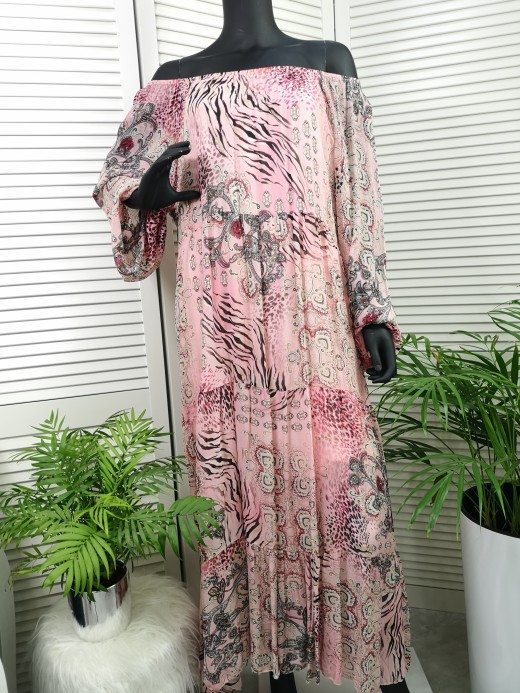 S023 SUKIENKA z JEDWABIEM TARA PUDROWY RÓŻ