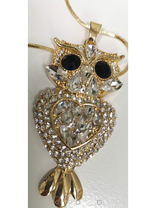 NASZYJNIK ZŁOTY SOWA CYRKONIE 066
