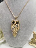 NASZYJNIK ZŁOTY SOWA KAMIENIE 067