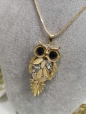NASZYJNIK ZŁOTY SOWA KAMIENIE 067
