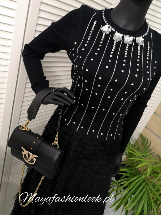 SW00 ! SWETER Rozpinany z aplikacją Czarny